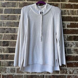 J. Jill Women's White Cotton Linen Knit Sweater size XL